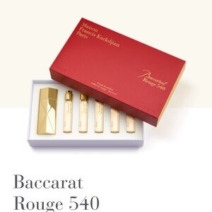 NIB Baccarat 540 travel set with atomizer and refills.